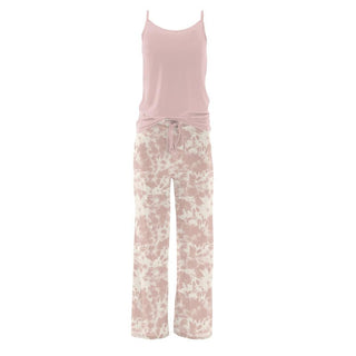 Women's Print Bamboo Cami and Lounge Pants Pajama Set - Baby Rose Tie Dye Pajamas