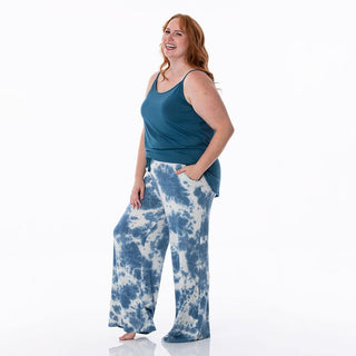 KicKee Pants Women's Print Cami and Lounge Pants Pajama Set - Deep Sea Tie Dye