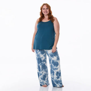 KicKee Pants Women's Print Cami and Lounge Pants Pajama Set - Deep Sea Tie Dye