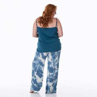 Women's Print Bamboo Cami and Lounge Pants Pajama Set - Deep Sea Tie Dye Pajamas