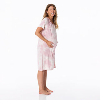 KicKee Pants Women's Print Hospital Gown - Baby Rose Tie Dye