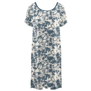 KicKee Pants Women's Print Hospital Gown - Deep Sea Tie Dye