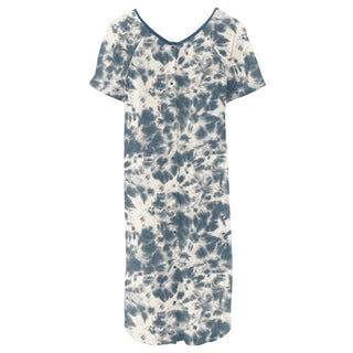 KicKee Pants Women's Print Hospital Gown - Deep Sea Tie Dye