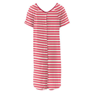 Women's Print Bamboo Labor and Delivery Hospital Gown - Hopscotch Stripe Hospital Gowns