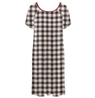 Women's Print Bamboo Labor and Delivery Hospital Gown - Midnight Holiday Plaid Hospital Gowns