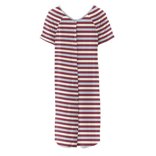 Women's Print Bamboo Labor and Delivery Hospital Gown - Playground Stripe Hospital Gowns