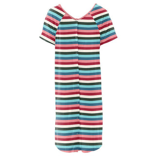 KicKee Pants Womens Print Labor and Delivery Hospital Gown - Snowball Multi Stripe