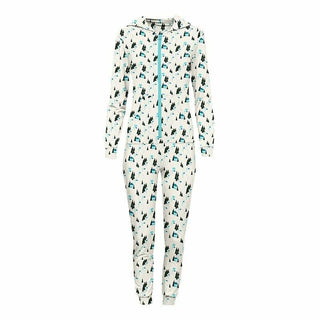 Women's Print Bamboo Long Sleeve Jumpsuit with Hood - Natural Chairlift Jumpsuits & Rompers