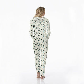 Women's Print Bamboo Long Sleeve Jumpsuit with Hood - Natural Chairlift Jumpsuits & Rompers