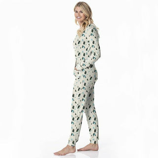 KicKee Pants Womens Print Long Sleeve Jumpsuit with Hood - Natural Chairlift