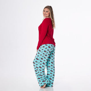 Women's Print Bamboo Long Sleeve Loosey Goosey Tee & Pajama Pants Set - Iceberg Trucks and Trees (WCA22) Pajamas