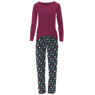 KicKee Pants Women's Print Long Sleeve Loosey Goosey Tee & Pajama Pants Set - Pine Happy Gumdrops | Stylish Sleepies offer designs that make bedtime beautiful.