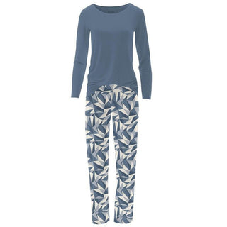 KicKee Pants Women's Print Long Sleeve Loosey Goosey Tee & Pajama Pants Set - Winter Ice | Stylish Sleepies offer designs that make bedtime beautiful.