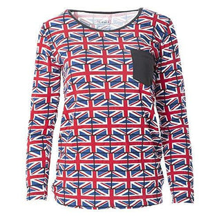 Women's Print Bamboo Loosey Goosey Tee with Pocket - Union Jack Shirts & Tops