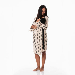 KicKee Pants Womens Print Maternity/Nursing Robe and Layette Gown Set - Burlap Pineapples