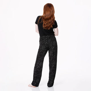 KicKee Pants Womens Print Short Sleeve Loosey Goosey Tee and Pajama Pants Set - Midnight Constellations