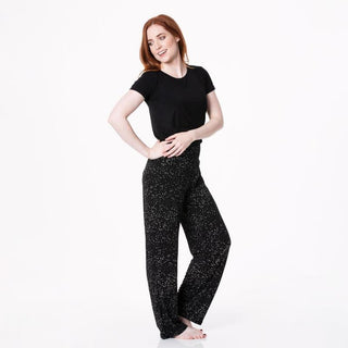 KicKee Pants Womens Print Short Sleeve Loosey Goosey Tee and Pajama Pants Set - Midnight Constellations