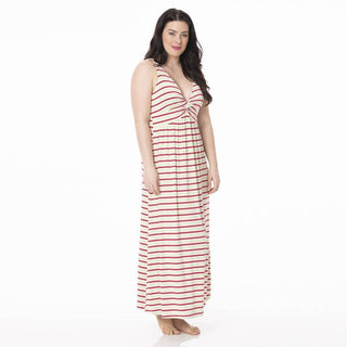 Women's Print Bamboo Simple Twist Nightgown - Candy Cane Stripe Nightgowns