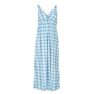 Women's Print Bamboo Simple Twist Nightgown - Blue Moon 2020 Holiday Plaid Nightgowns