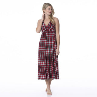 Women's Print Bamboo Simple Twist Nightgown - Crimson 2020 Holiday Plaid Nightgowns