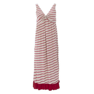 Women's Print Bamboo Twist Nightgown - Rose Gold Candy Cane Stripe Nightgowns