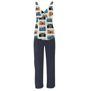 KicKee Pants Womens Print Twist Tank and Pajama Pants Set - Moms Camera | Stylish Sleepies offer designs that make bedtime beautiful.