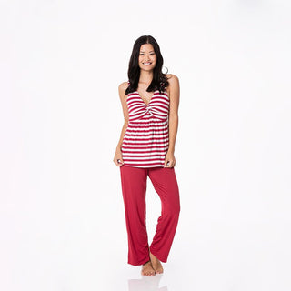 KicKee Pants Womens Print Twist Tank and Pajama Pants Set - Playground Stripe