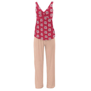 Women's Print Bamboo Twist Tank and Pajama Pants Set - Taffy Wise Owls Pajamas