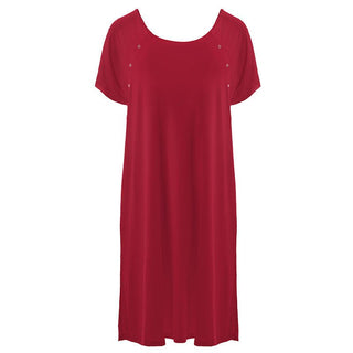 Women's Solid Bamboo Labor and Delivery Hospital Gown - Crimson Hospital Gowns