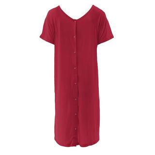 Women's Solid Bamboo Labor and Delivery Hospital Gown - Crimson Hospital Gowns