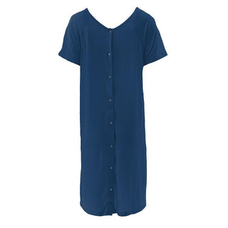 Women's Solid Bamboo Labor and Delivery Hospital Gown - Navy Hospital Gowns