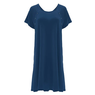 Women's Solid Bamboo Labor and Delivery Hospital Gown - Navy Hospital Gowns