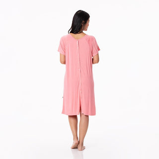 Women's Solid Bamboo Labor and Delivery Hospital Gown - Strawberry Hospital Gowns