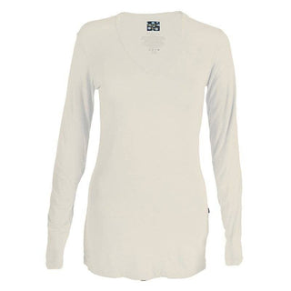 Women's Solid Bamboo Long Sleeve One Tee - Natural Shirts & Tops