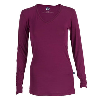 Women's Solid Bamboo Long Sleeve One Tee - Orchid Shirts & Tops