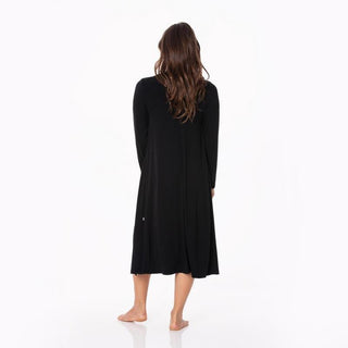 Women's Solid Bamboo Sleeping Bra, Tulip Shorts and Duster Robe Set - Midnight (15ANV) Robes