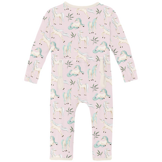 Kickee Pants Coverall with 2-Way Zipper - Shrinking Violet Sleeping Unicorns | Baby Riddle