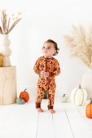 Bamboo Convertible Footie Romper - Autumn Truck Kiki and Lulu