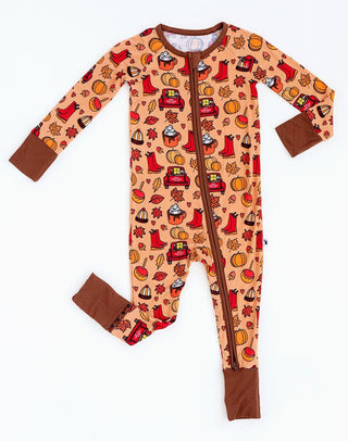 Kiki and Lulu Bamboo Convertible Footie Romper - Autumn Truck