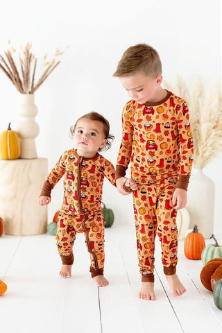 Bamboo Convertible Footie Romper - Autumn Truck Kiki and Lulu