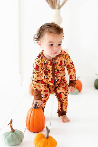 Kiki and Lulu Bamboo Convertible Footie Romper - Autumn Truck