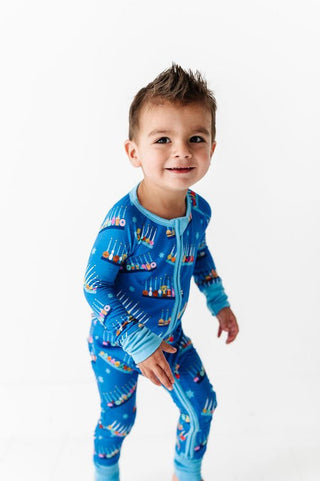 Kiki and Lulu Bamboo Convertible Footie Romper - Menorah