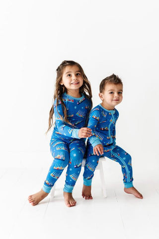 Kiki and Lulu Bamboo Convertible Footie Romper - Menorah