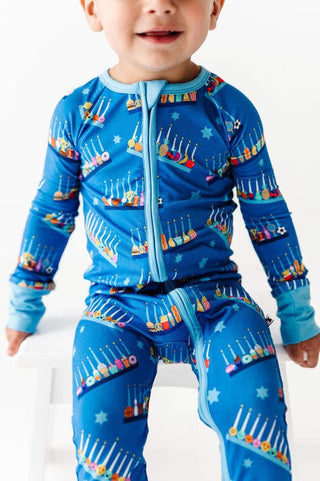 Kiki and Lulu Bamboo Convertible Footie Romper - Menorah