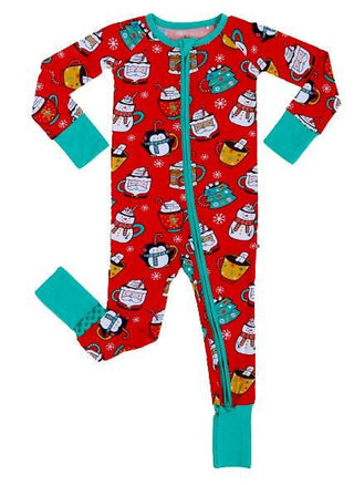 Kiki and Lulu Bamboo Convertible Footie Romper - Wake Me Up Before You Cocoa (Mugs)