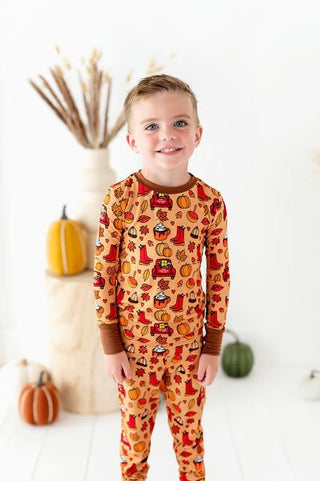 Kiki and Lulu Bamboo Long Sleeve Pajama Set - Autumn Truck