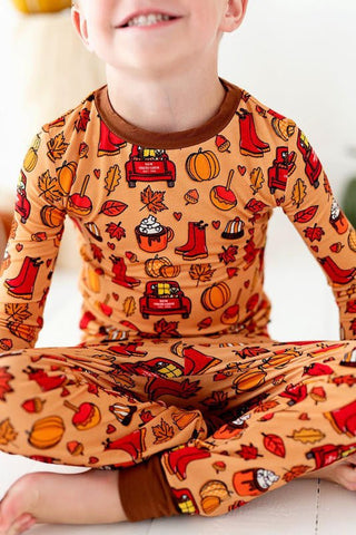 Kiki and Lulu Bamboo Long Sleeve Pajama Set - Autumn Truck