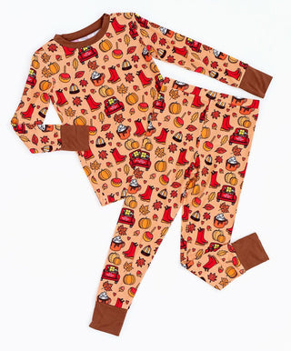 Kiki and Lulu Bamboo Long Sleeve Pajama Set - Autumn Truck | Cozy Sleepies provide warmth and snugness for better sleep.