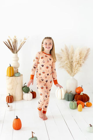 Bamboo Long Sleeve Pajama Set - Pumpkin Spice Kiki and Lulu