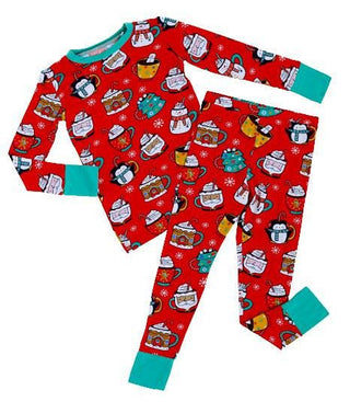 Kiki and Lulu Bamboo Long Sleeve Pajama Set - Wake Me Up Before You Cocoa (Mugs) | Cozy Sleepies provide warmth and snugness for better sleep.